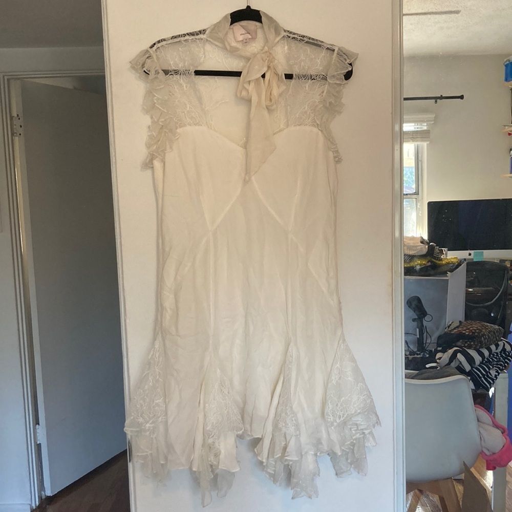 White silk dress from Cinq a sept